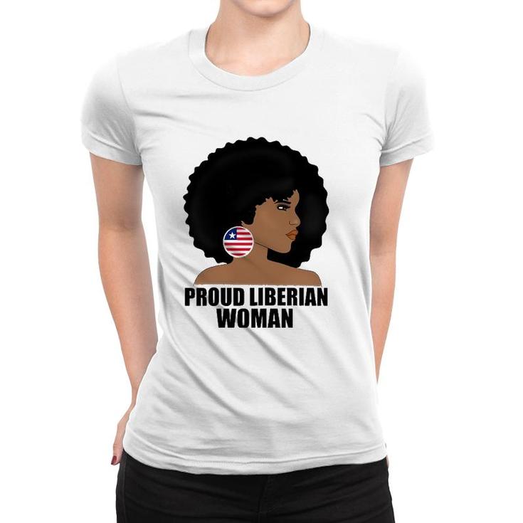 Womens Proud Liberian Woman Mothers, Liberia Flag Gift Women T-shirt