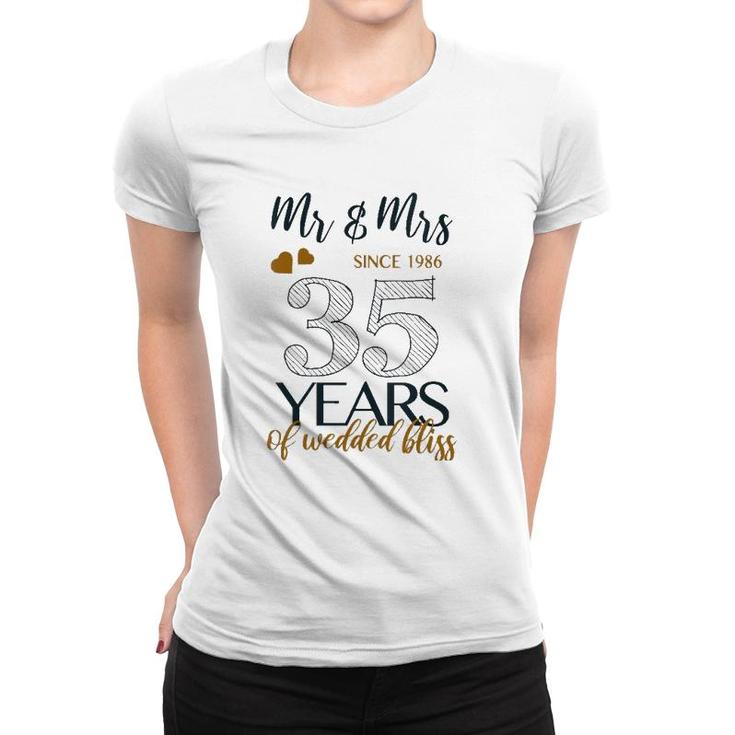 Womens Romantic Mr & Mrs Since 1986 35Th Wedding Anniversary V-Neck Women T-shirt