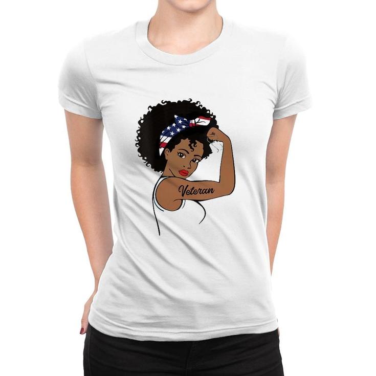 Womens Strong Female Veteran , African American Girl Veteran V-Neck Women T-shirt