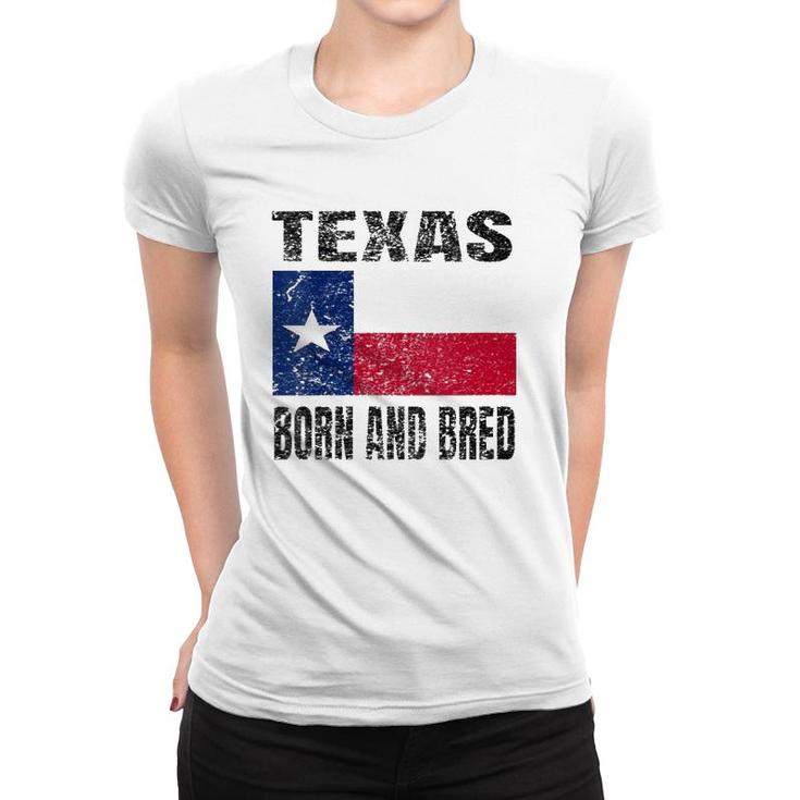 Womens Texas Born And Bred - Vintage Texas Flag V-Neck Women T-shirt