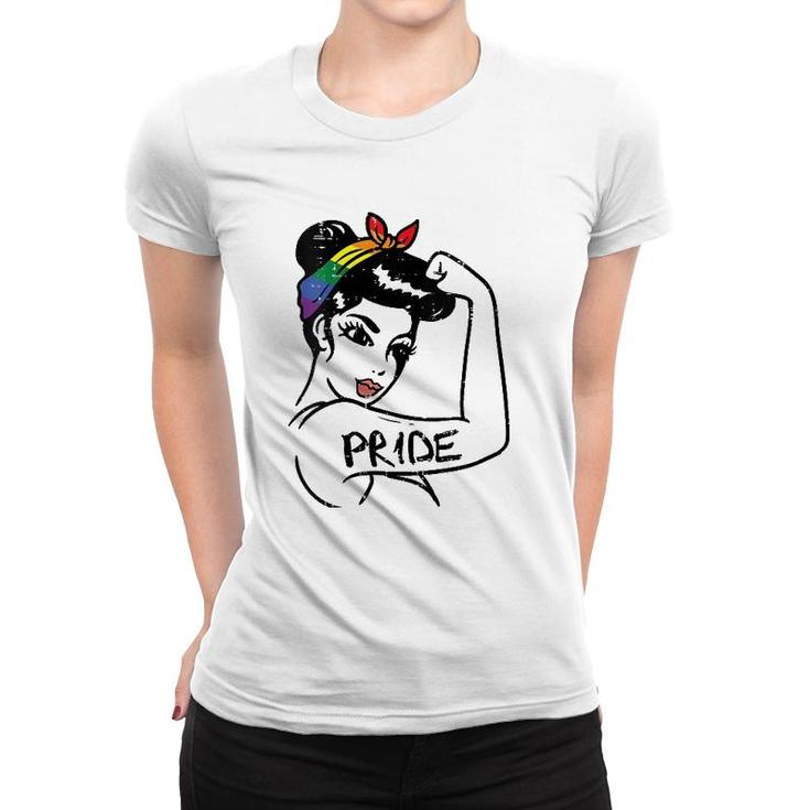 Womens Unbreakable Strong Woman Rainbow Gay Pride Lgbt Women Gift V-Neck Women T-shirt