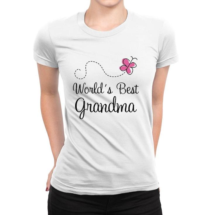 Womens World's Best Grandma Gift For Grandmother V-Neck Women T-shirt