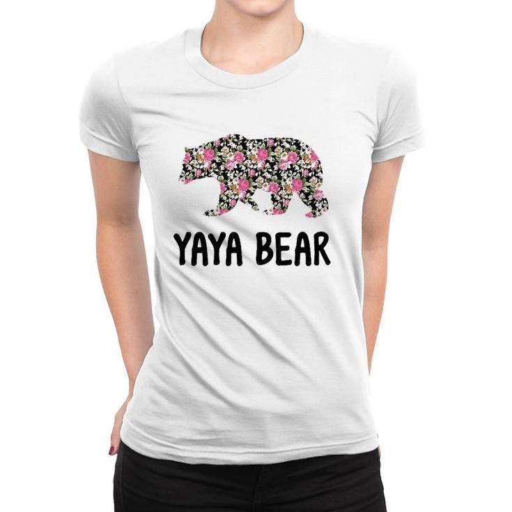 Yaya Bear Floral Grandmother Gift Women T-shirt