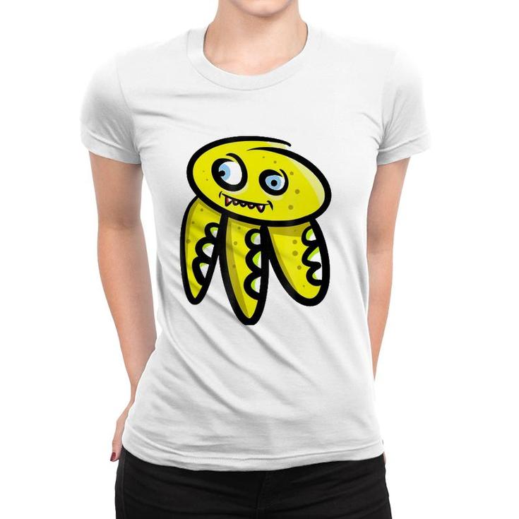 Yellow Vampire Octopus Monster Halloween Women T-shirt
