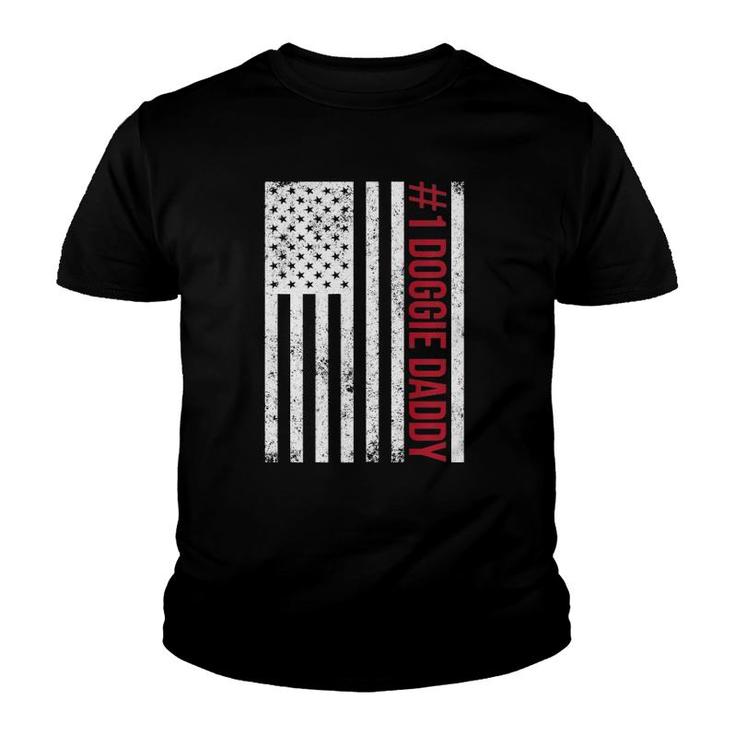 1 Doggie Daddy Father's Day Gift American Flag Youth T-shirt