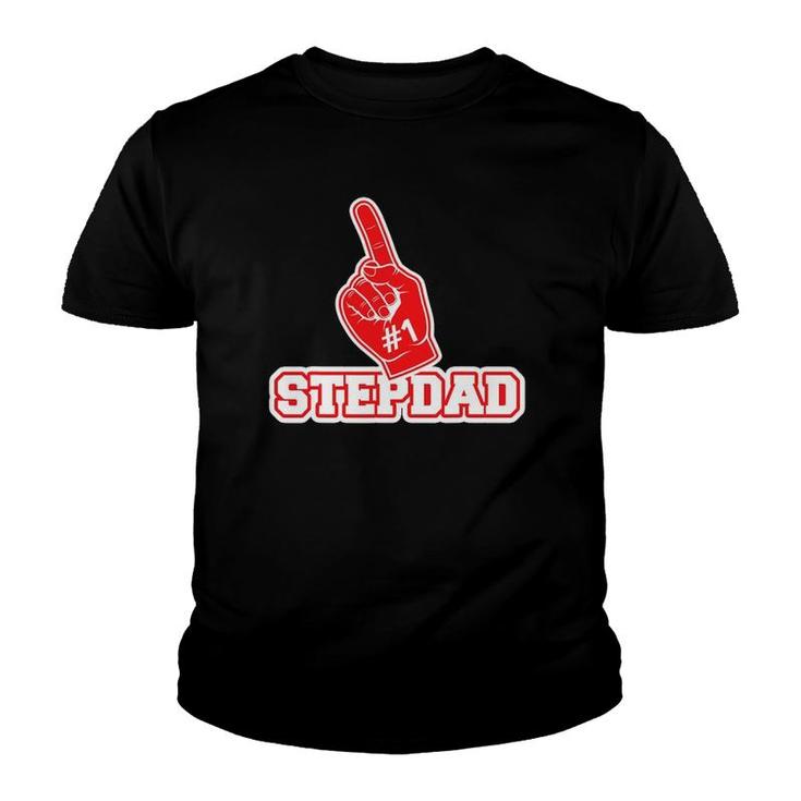 1 Stepdad - Number One Foam Finger Father Gift Tee Youth T-shirt