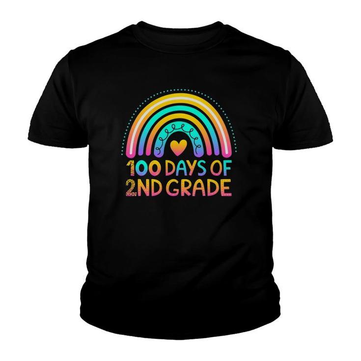 100 Days Of 2Nd Grade 100Th Day Of School Teacher Rainbow Youth T-shirt
