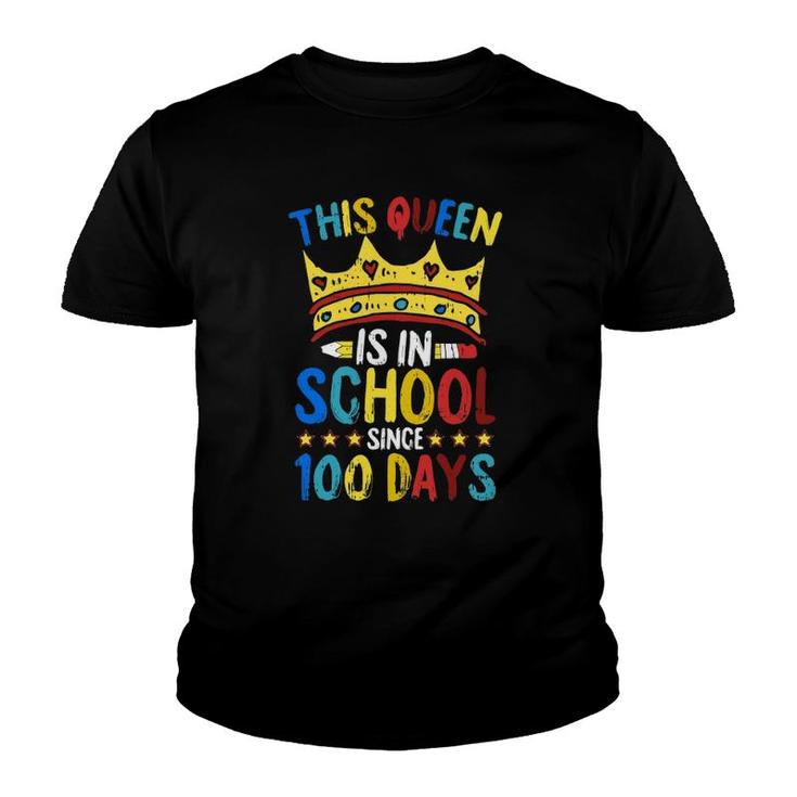 100 Days Of School Queen Crown Teacher Cool Student Gifts Youth T-shirt