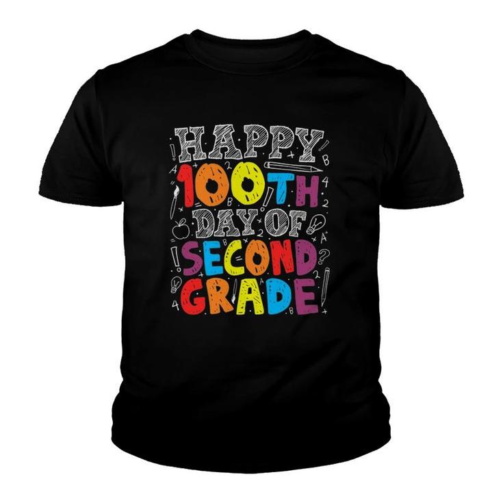 100 Days Of School100th Day Of 2Nd Grade Teacher Youth T-shirt