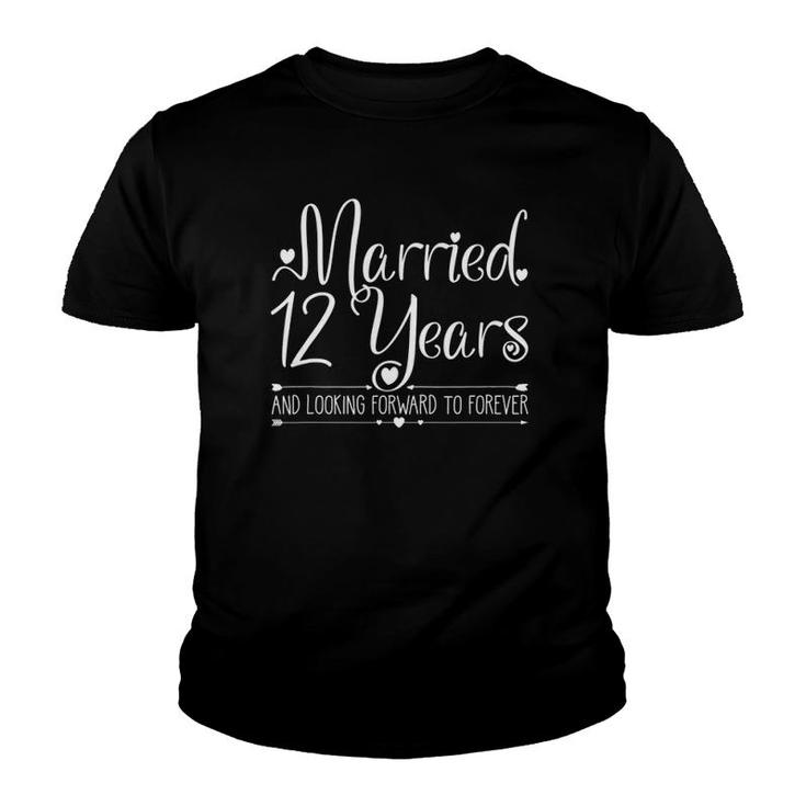 12 Years Married Wedding Anniversary Gift For Her & Couples Youth T-shirt