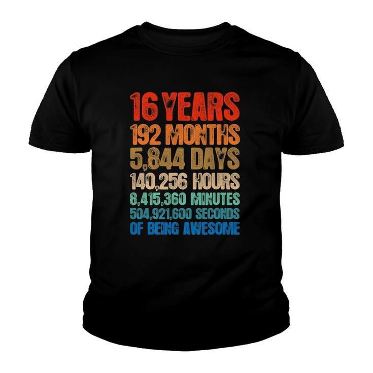 16 Years Old 16Th Birthday Vintage Retro 192 Months Youth T-shirt