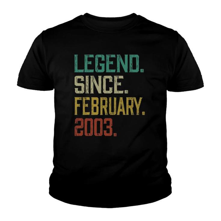 19Th Birthday 19 Years Old Legend Since February 2003 Ver2 Youth T-shirt