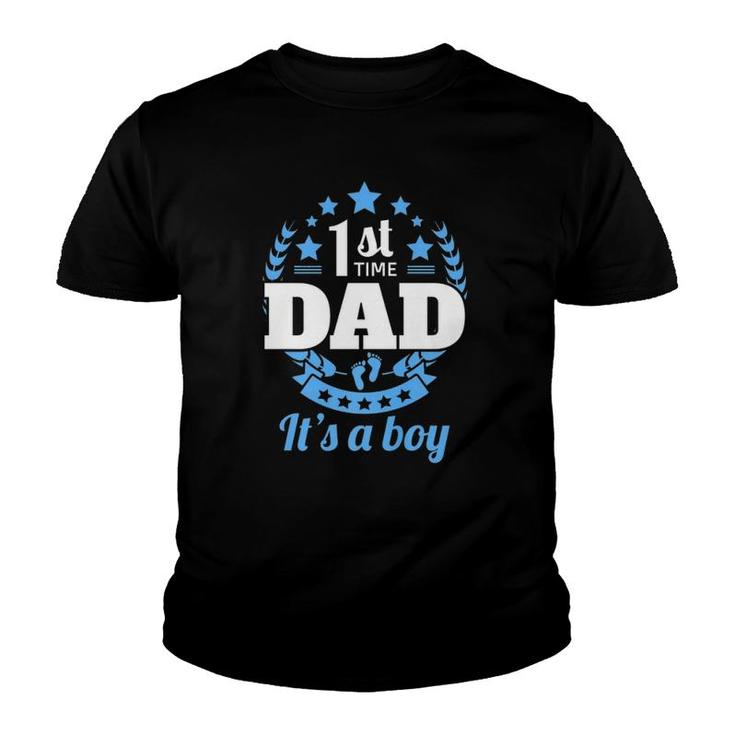 1St Time Dad It's A Boy Funny New Dad Pregnancy Announcement Youth T-shirt