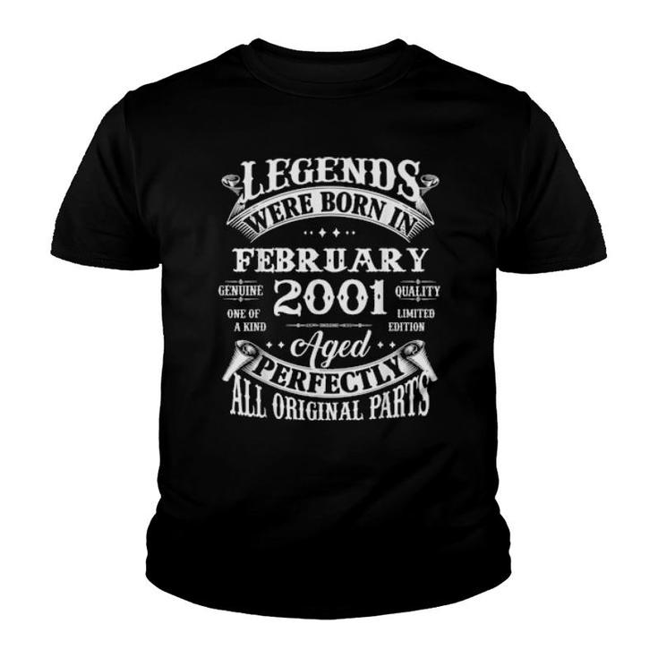 21St Birthday Legends Born In February 2001 21 Year Old  Youth T-shirt