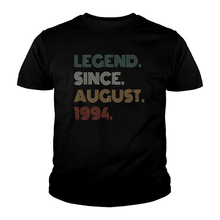28Th Birthday Legend Since August 1994 Gift 28 Years Old Youth T-shirt