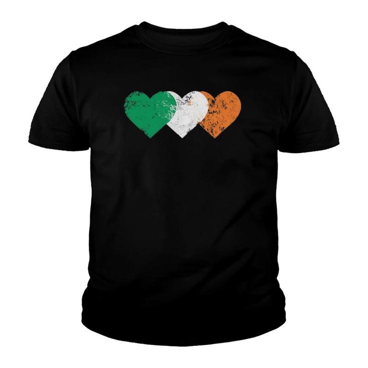 3 Hearts Ireland Flag St Patricks Day Irish Flags Men Women Youth T-shirt