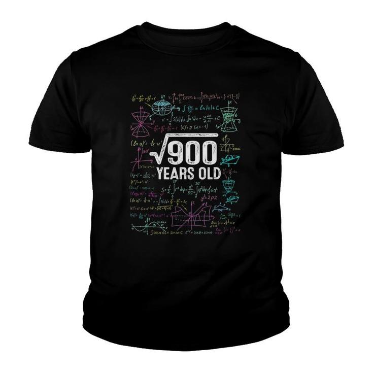 30Th Birthday Gift Idea Square Root Of 900 Years Old Youth T-shirt