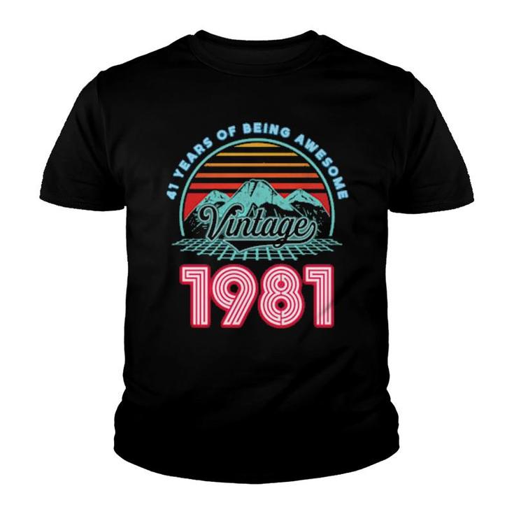 41 Years Old Retro 80S Style 41St Birthday Born In 1981  Youth T-shirt