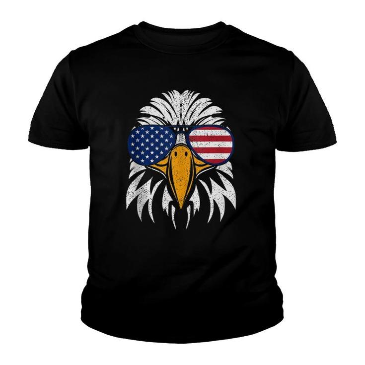 4Th Of July Bald Eagle Patriotic American Flag Glasses Gift Youth T-shirt