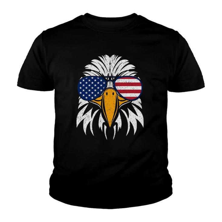 4Th Of July Bald Eagle Patriotic American Flag Glasses Youth T-shirt