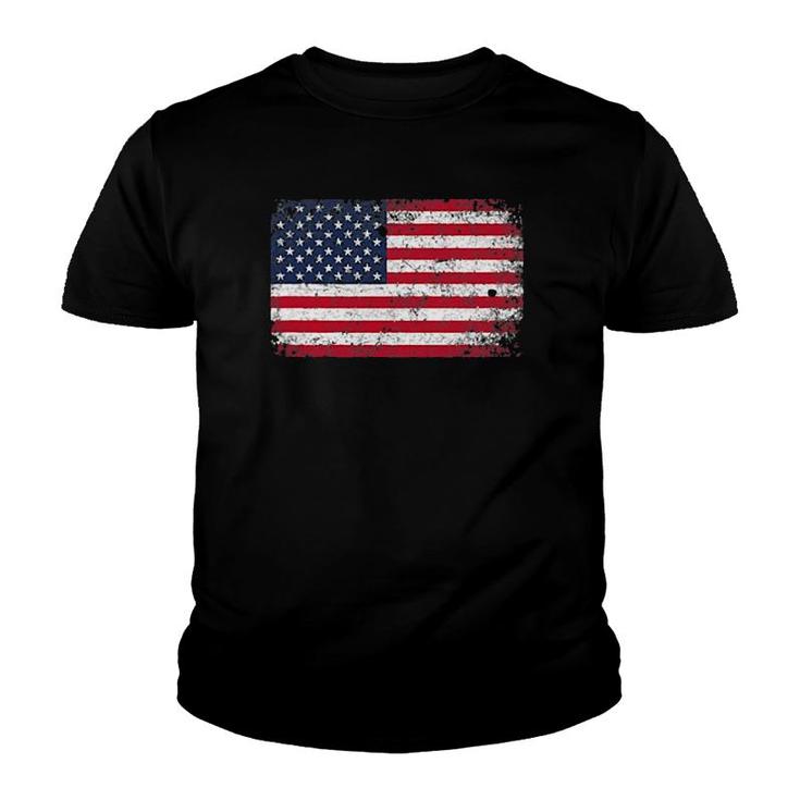 4Th Of July Distressed American Usa Flag Pocket Youth T-shirt