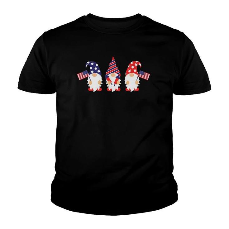 4Th Of July Gnomes  Funny American Flag Patriotic Youth T-shirt