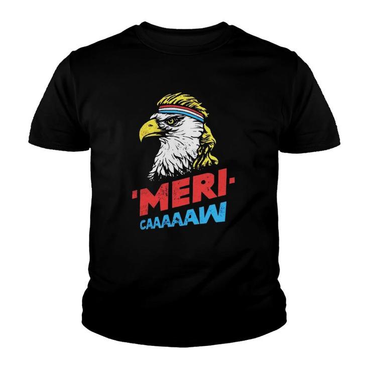 4Th Of July 'Meri-Caaaaaw Patriotic American Eagle Mullet Headband Youth T-shirt