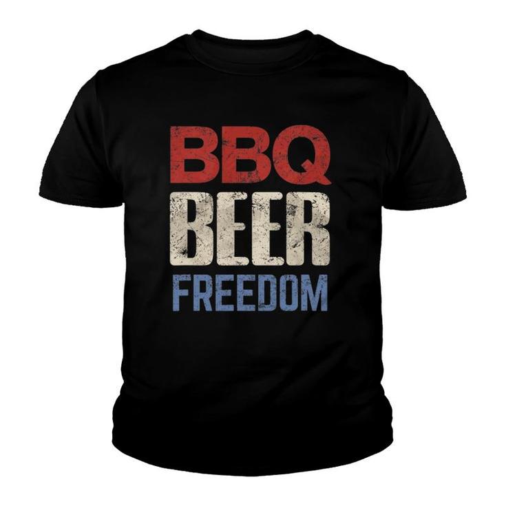 4Th Of July Patriotic Usa American Flag Bbq Beer Freedom Youth T-shirt