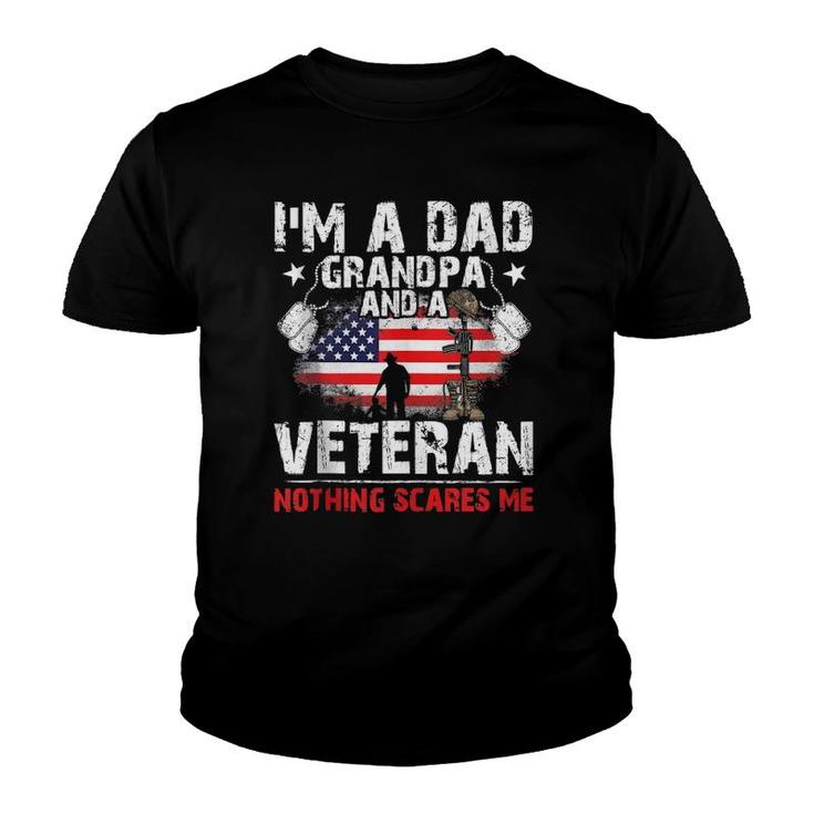 4Th Of July Usa Flag I'm A Dad Grandpa And A Veteran  Youth T-shirt