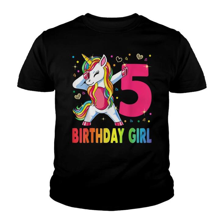 5 Years Old Unicorn Dabbing 5Th Birthday Girl Unicorn Party  Youth T-shirt