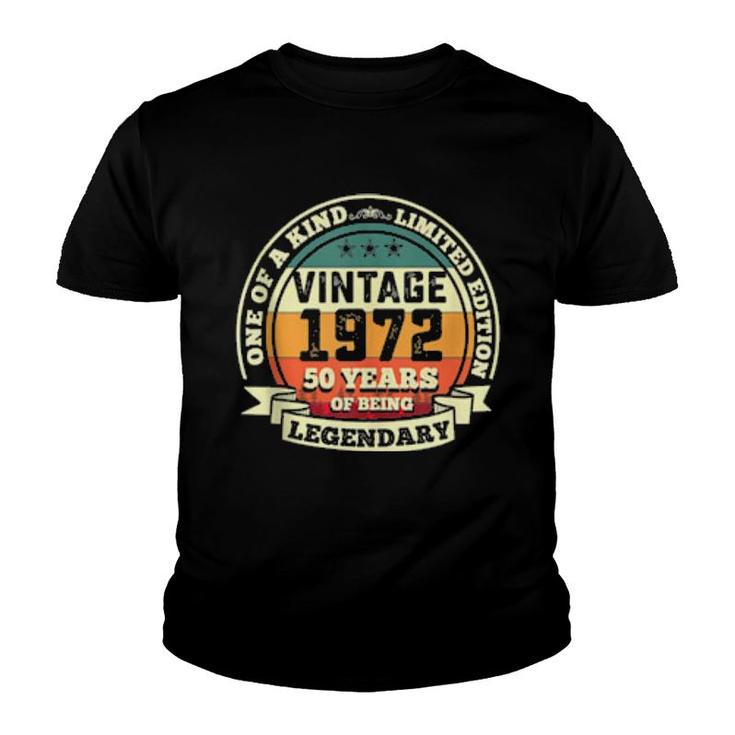 50Th Birthday Vintage Retro Legendary 1972 50 Years Old  Youth T-shirt