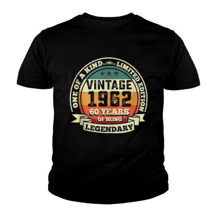 60Th Birthday Vintage Retro Legendary 1962 60 Years Old  Youth T-shirt
