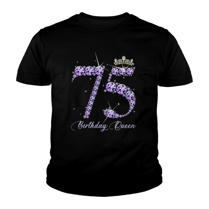 75 Years Old It's My 75Th Birthday Queen Diamond Heels Crown Youth T-shirt