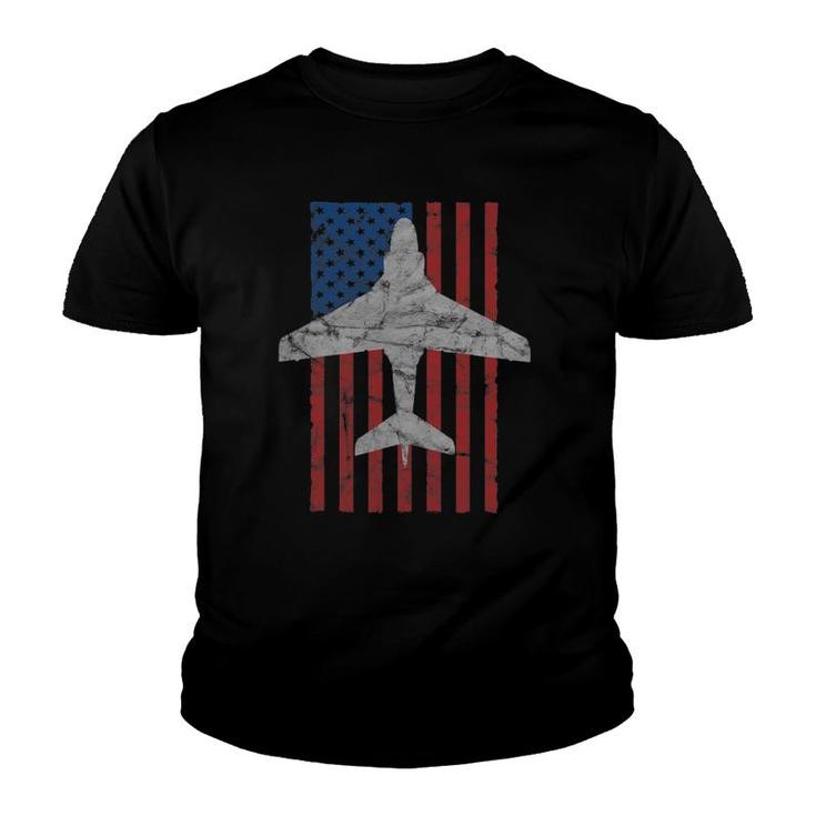 A-6 Intruder Jet Airplane Color Vintage Flag Youth T-shirt