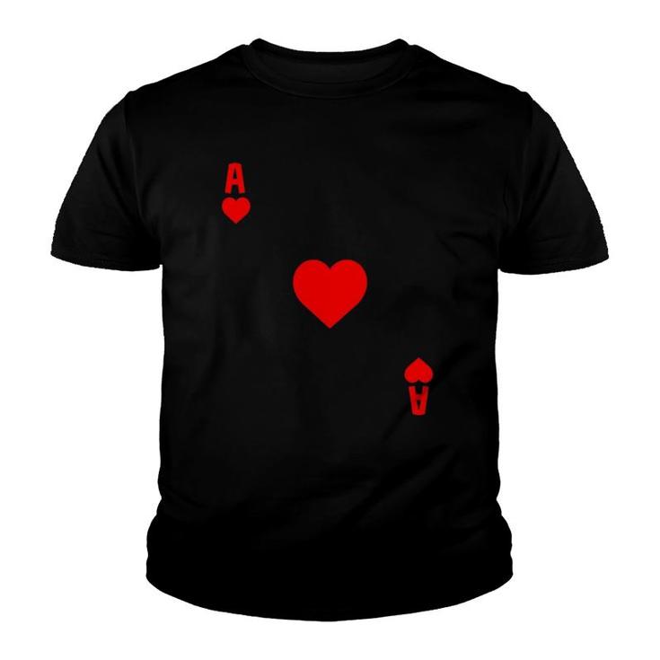 Ace Of Hearts Cards Deck Halloween Costume Youth T-shirt