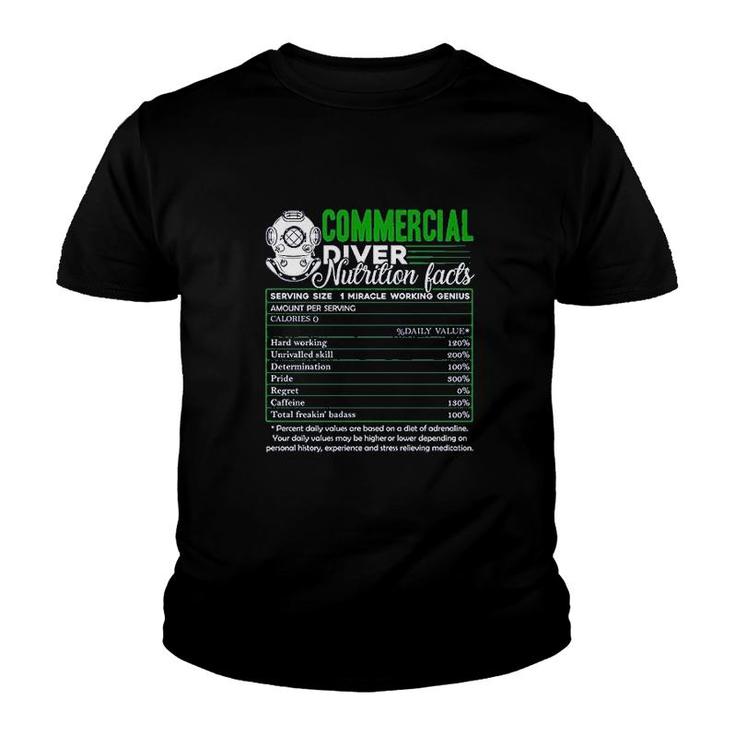 Addblack Commercial Diver  Commercial Diver Nutrition Facts Youth T-shirt
