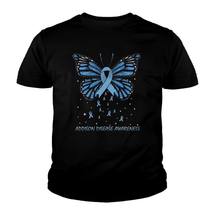 Addison Disease Awareness Butterfly Youth T-shirt