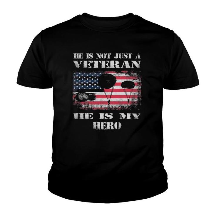 Airborne Infantry Paratrooper American Flag He Is My Hero Youth T-shirt