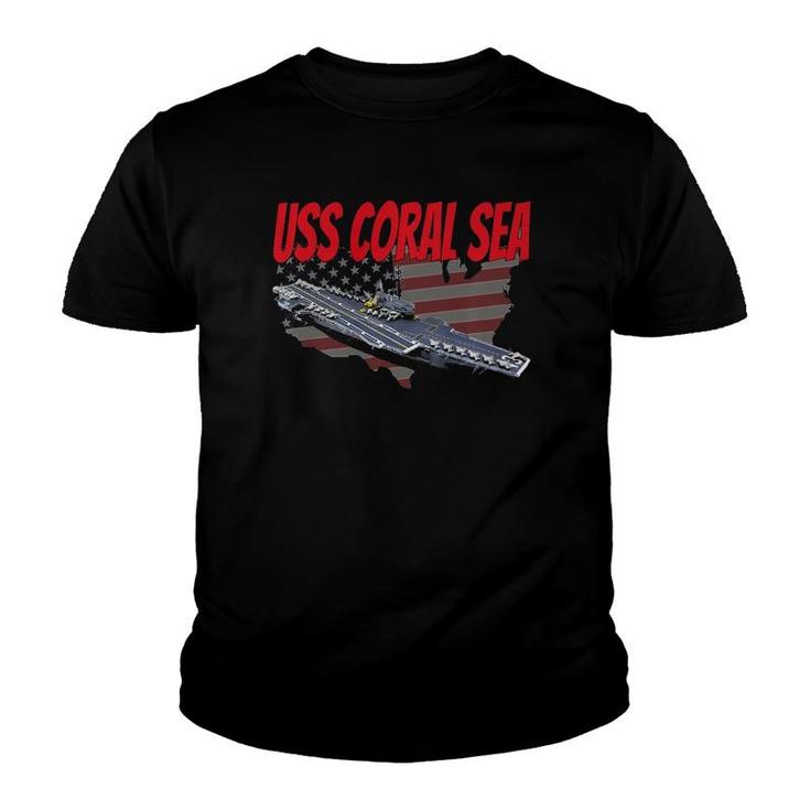 Aircraft Carrier Uss Coral Sea Cva-43 For Grandpa Dad Son  Youth T-shirt