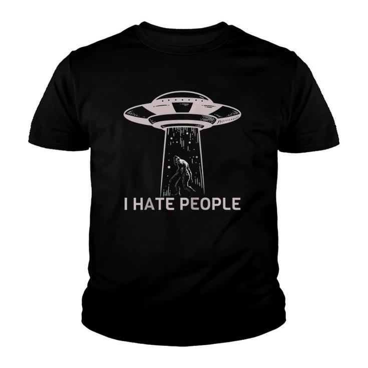 Alien Bigfoot Ufo - I Hate People Raglan Baseball Tee Youth T-shirt