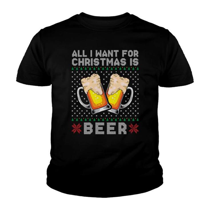 All I Want For Christmas Is Beer Youth T-shirt