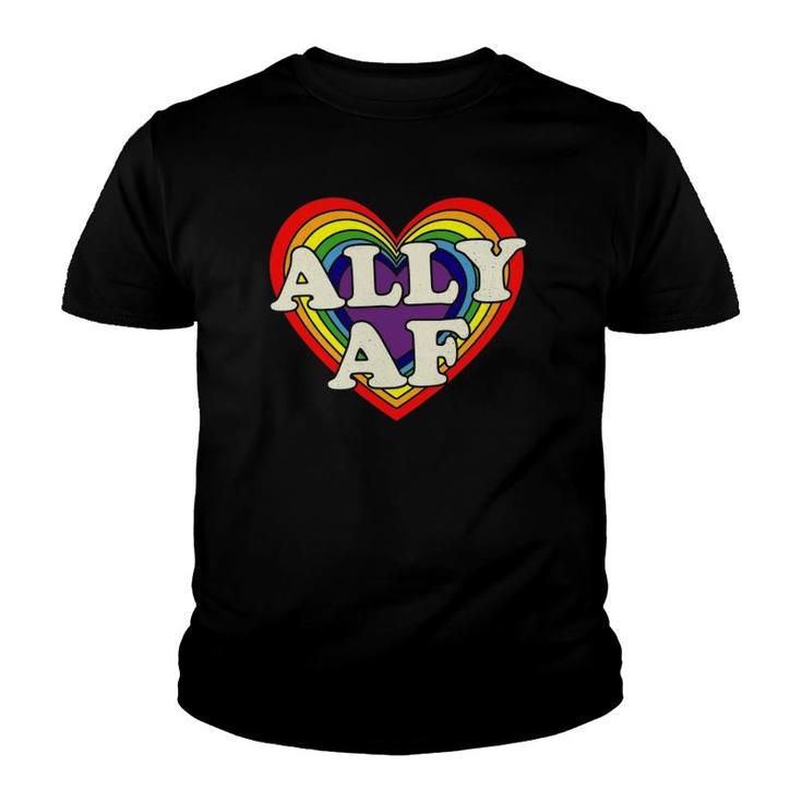 Ally Af - Gay Pride Month  - Lgbt Heart Rainbow Youth T-shirt