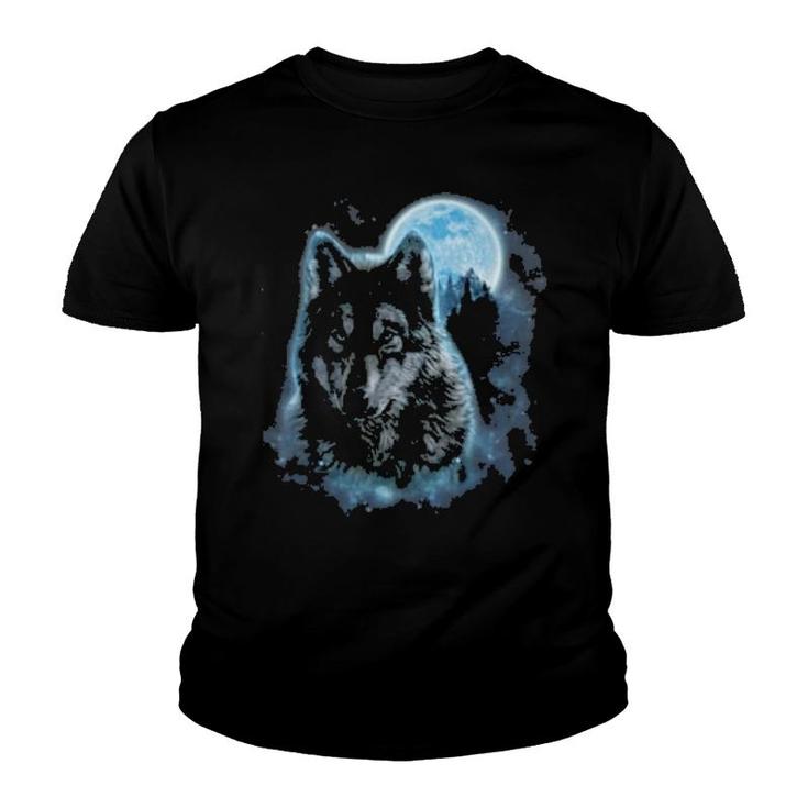 Alpha Wolf, Halloween Moon, Wolf Youth T-shirt