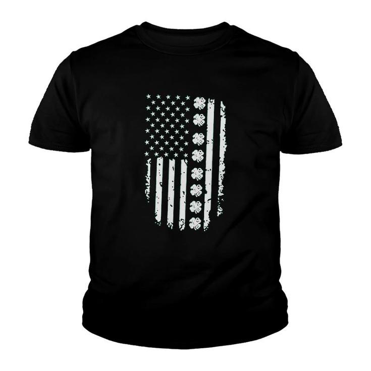 America Flag With Shamrocks Youth T-shirt