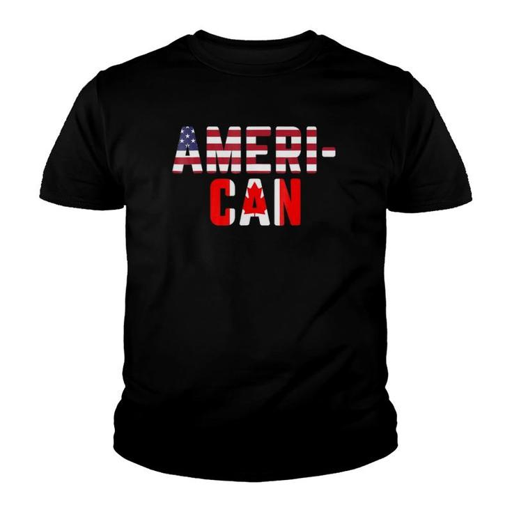 American Canadian Flag America Canada Patriotic Youth T-shirt