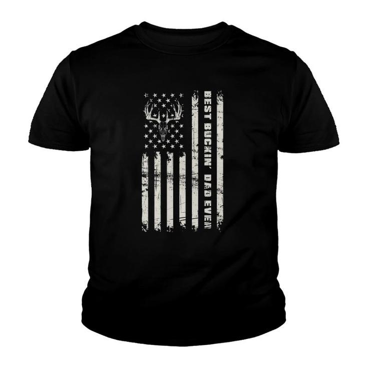 American Flag Best Buckin' Dad Ever Deer Hunter Gift Youth T-shirt