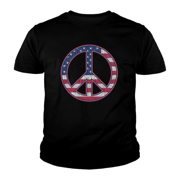 American Flag Peace Sign - America Pride - Usa Proud Patriot Youth T-shirt