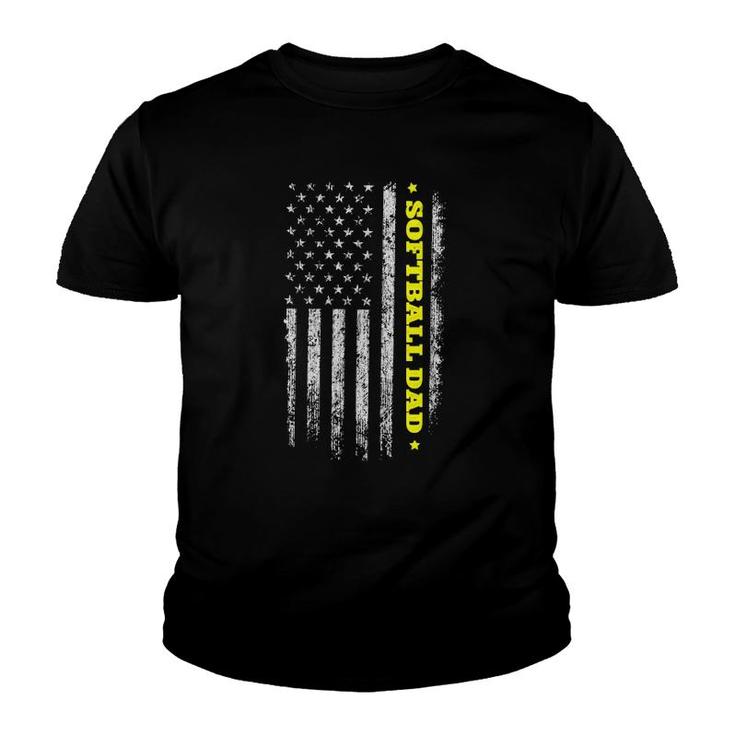 American Flag Softball Dad Father's Day Independence Day Youth T-shirt