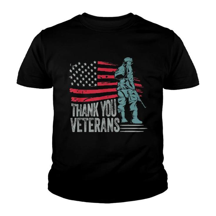 American Flag Thank You Veterans Proud Veteran  Youth T-shirt