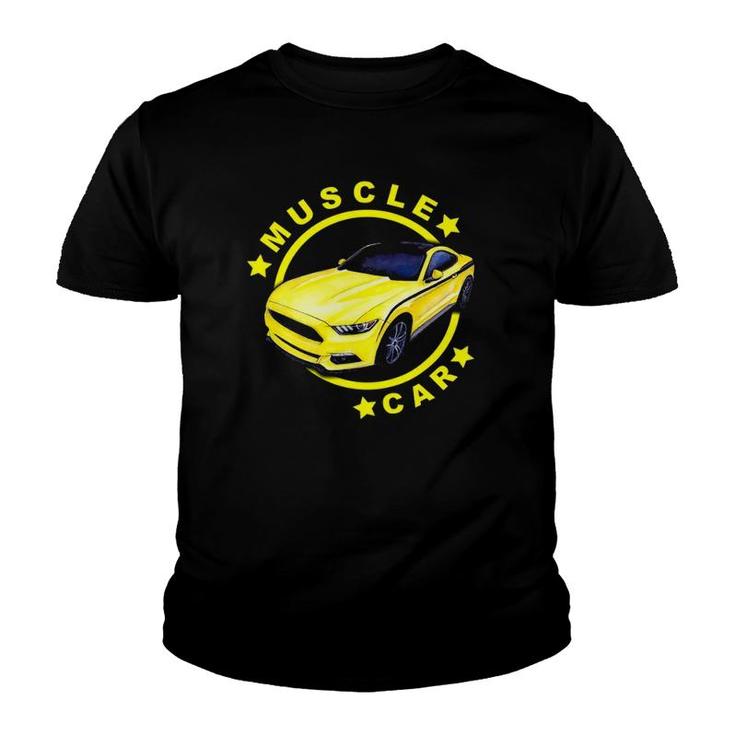 American Muscle Yellow Car Car Lover Youth T-shirt